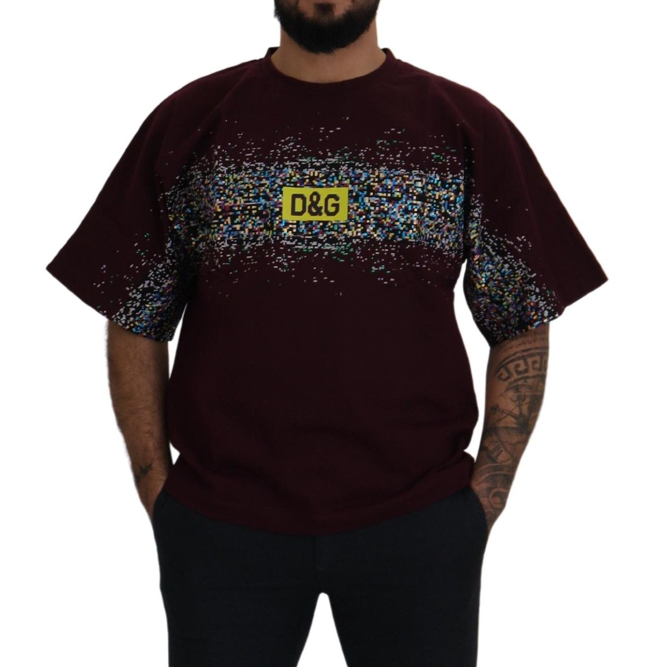 Dolce &amp; Gabbana T-shirt haut DG CHANNEL en coton bordeaux