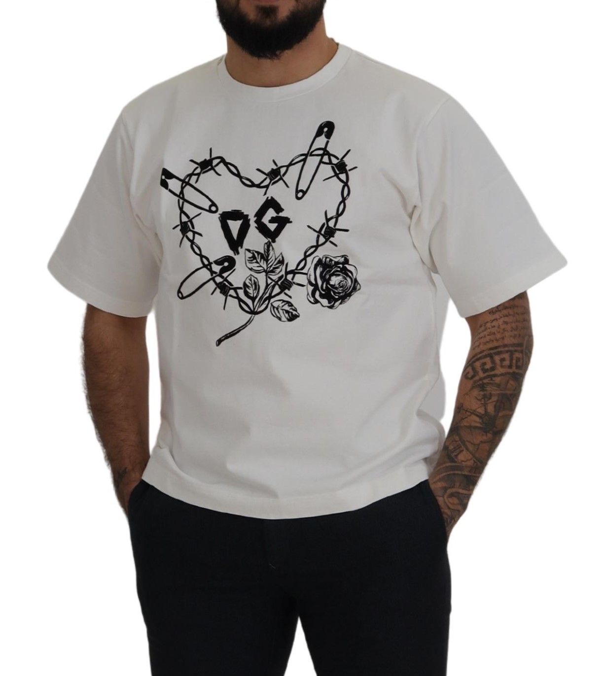 Dolce &amp; Gabbana T-shirt à col rond en coton blanc Amor