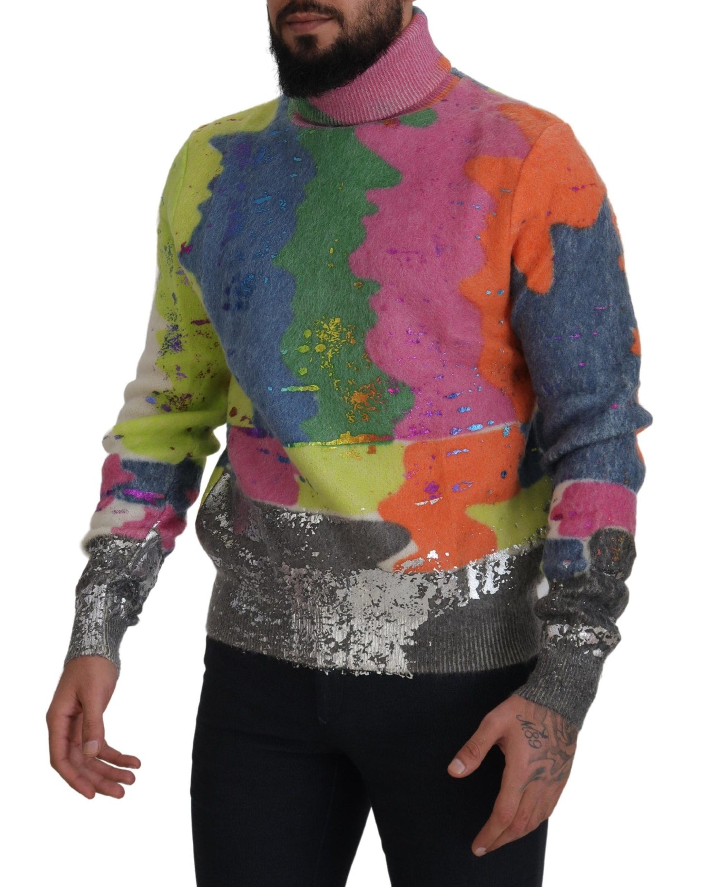 Dolce &amp; Gabbana Mehrfarbiger Rollkragenpullover aus Mohair