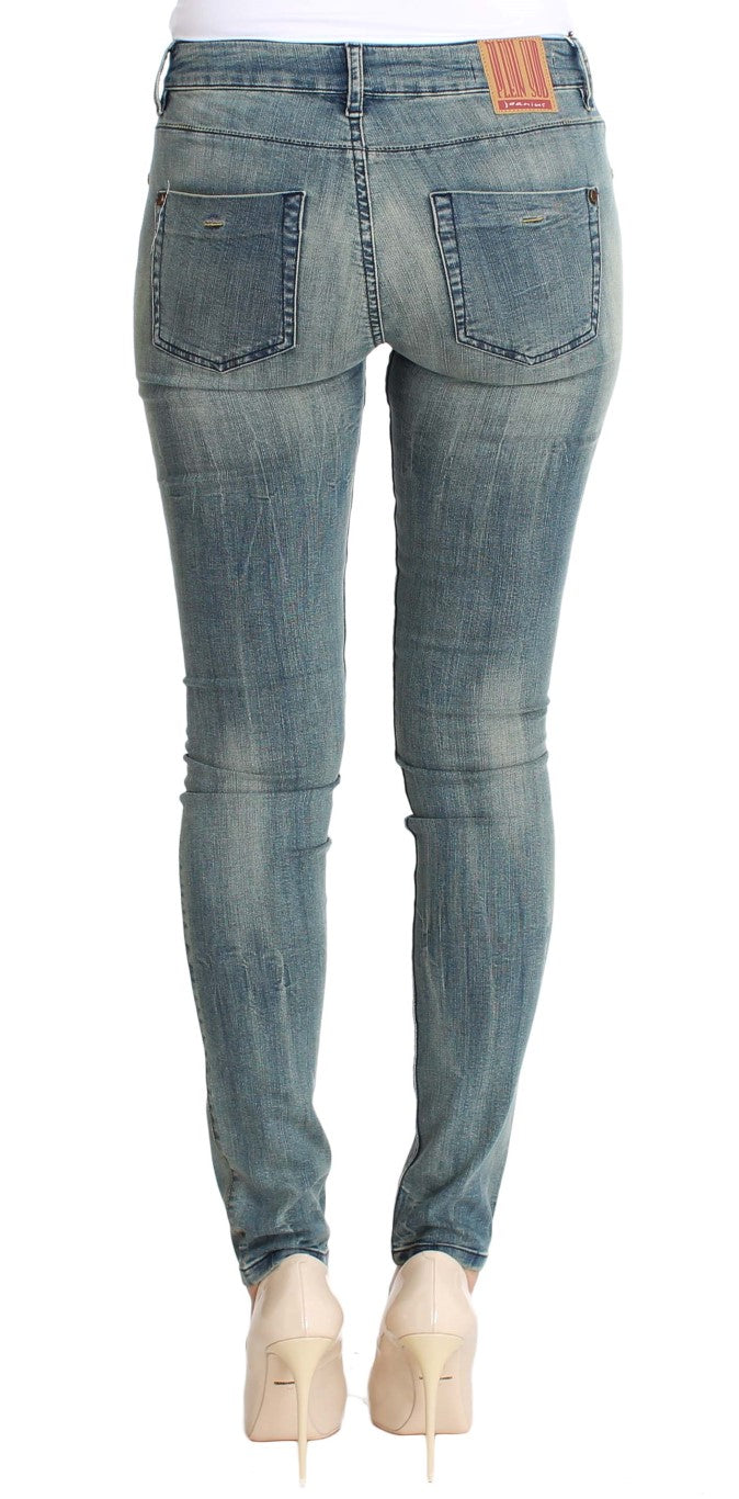 PLEIN SUD Skinny Slim Tight Fit-Jeans aus blau gewaschener Baumwolle mit Stretch