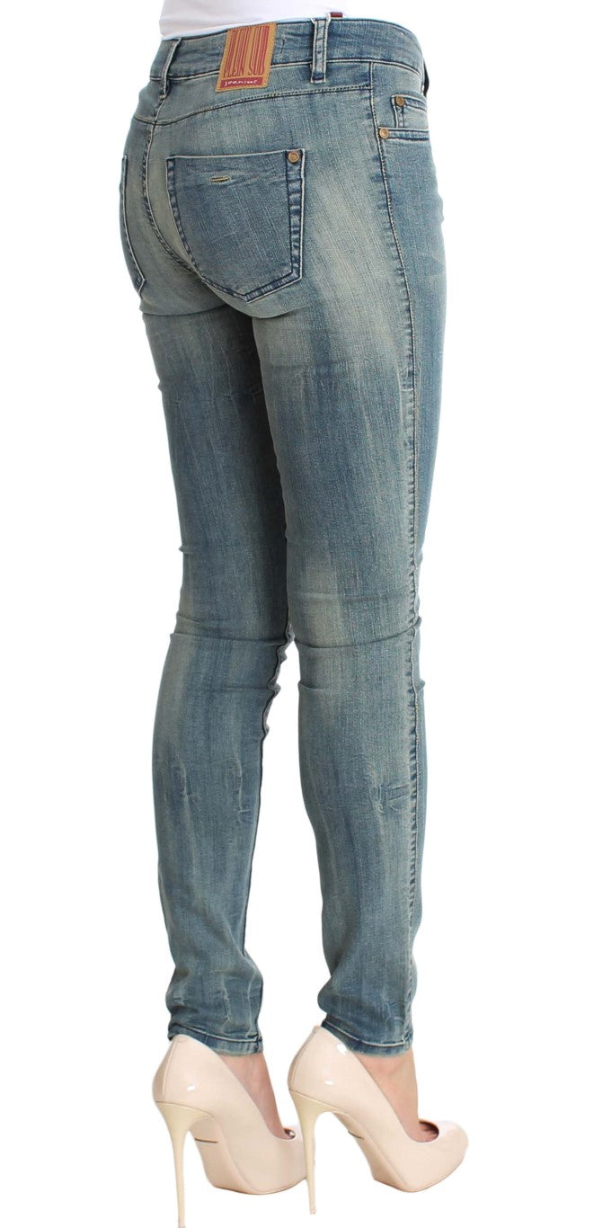 PLEIN SUD Jean skinny en coton stretch bleu délavé, coupe ajustée