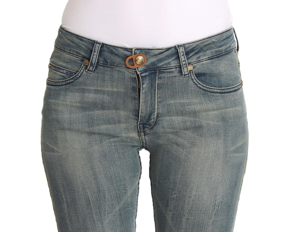 PLEIN SUD Jean skinny en coton stretch bleu délavé, coupe ajustée