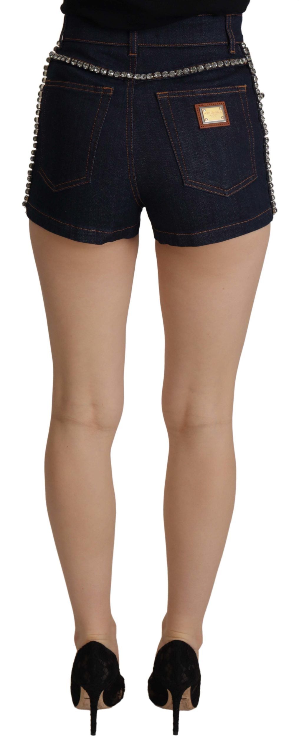 Dolce &amp; Gabbana Short en denim stretch cristal bleu