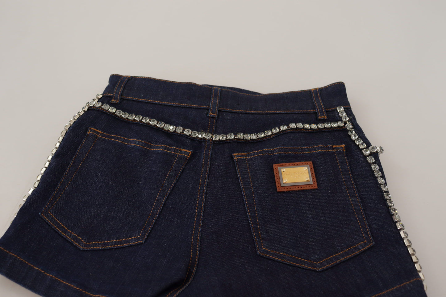 Dolce &amp; Gabbana Short en denim stretch cristal bleu