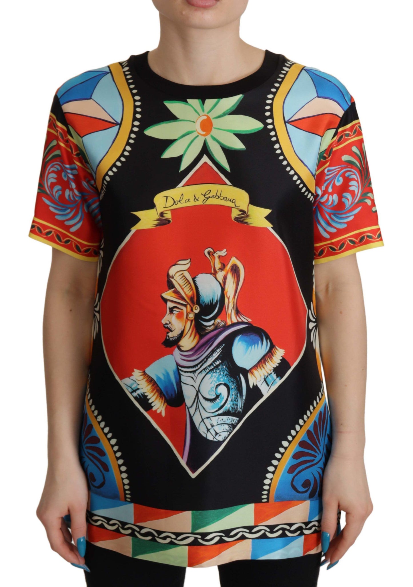 Dolce &amp; Gabbana T-shirt en soie multicolore Soldier Carretto