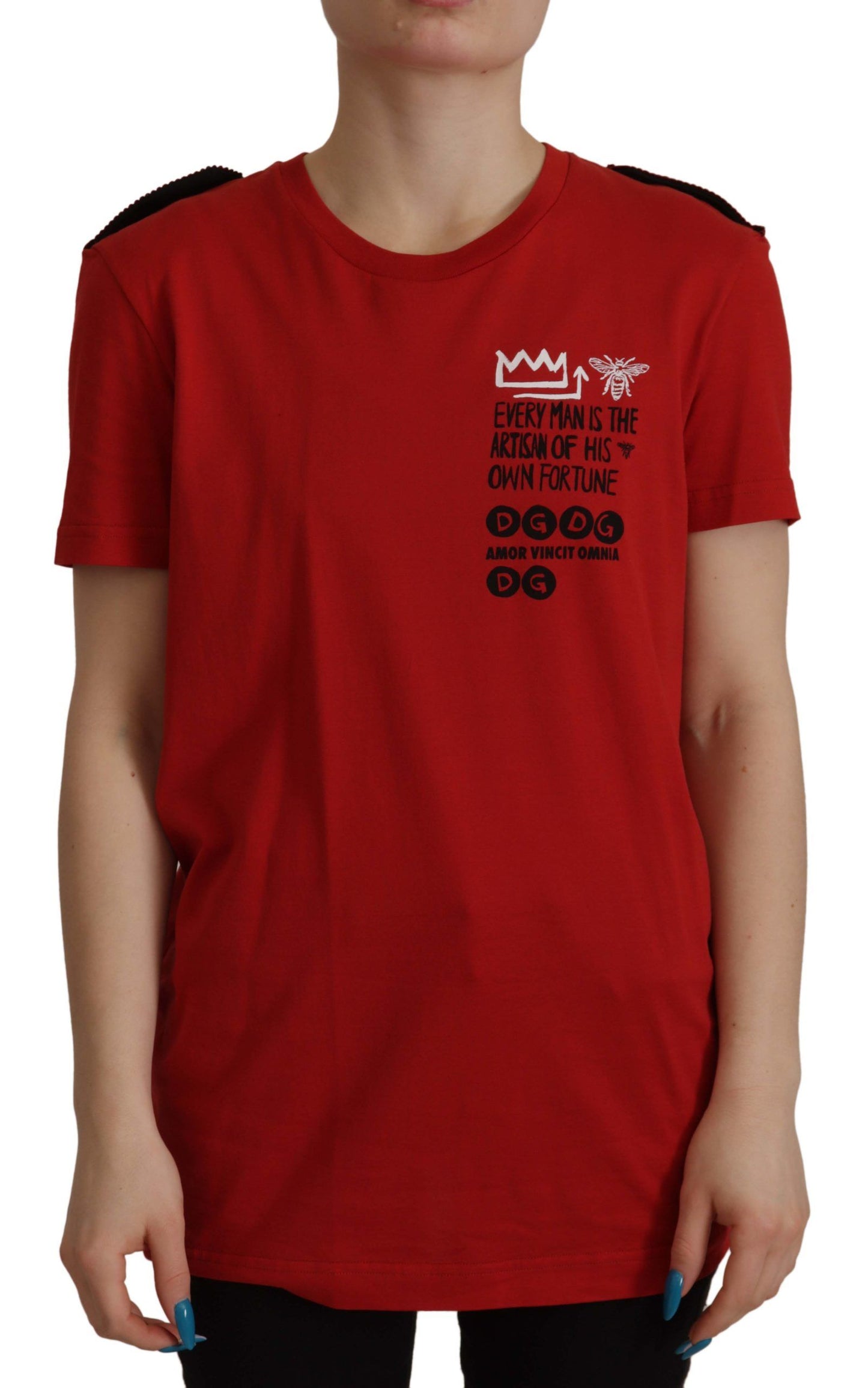 Dolce &amp; Gabbana T-shirt à col rond rouge Amor Vincit Omnia