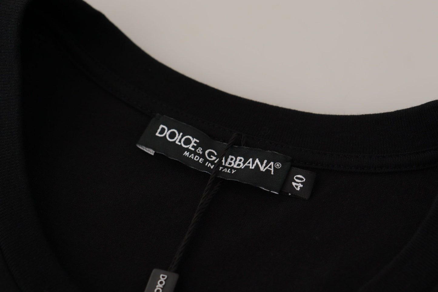 Dolce &amp; Gabbana – Schwarzes Baumwoll-T-Shirt mit Rundhalsausschnitt und Logomotiv