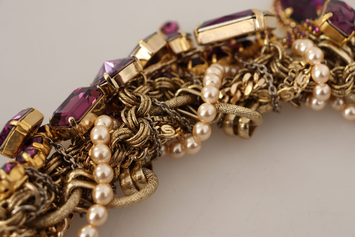 Dolce &amp; Gabbana Collier en laiton doré et cristal violet Sicile