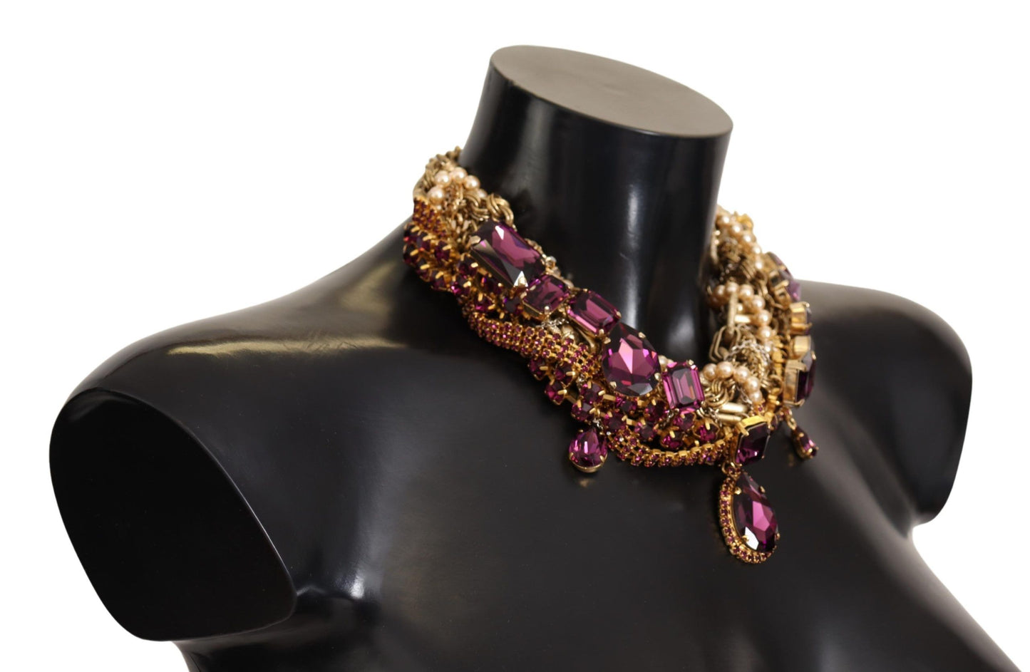 Dolce &amp; Gabbana Collier en laiton doré et cristal violet Sicile