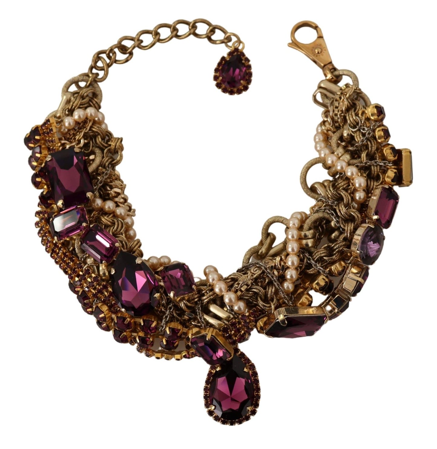 Dolce &amp; Gabbana Collier en laiton doré et cristal violet Sicile