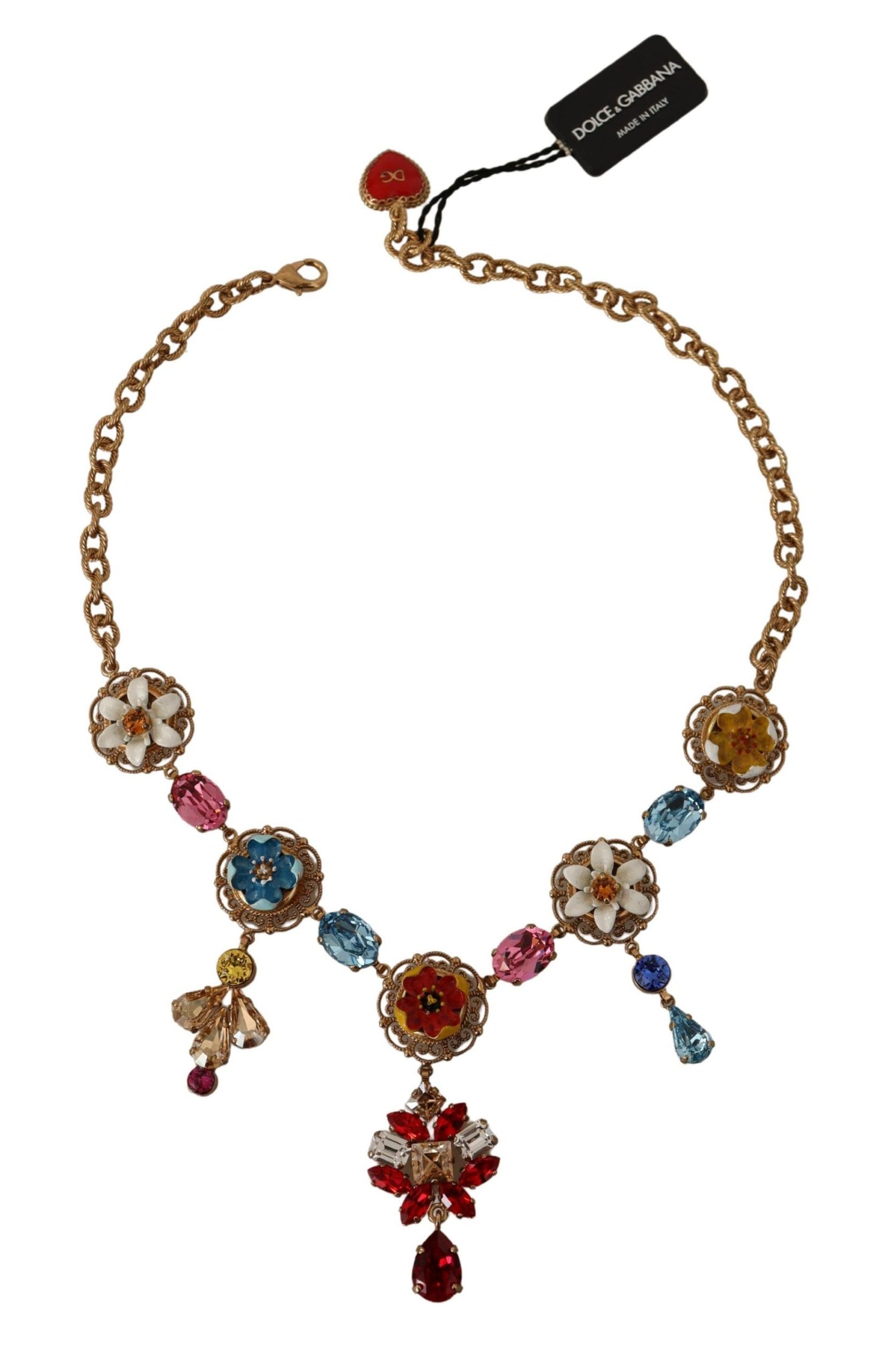 Collier tendance Dolce &amp; Gabbana en laiton doré à breloques florales Sicile