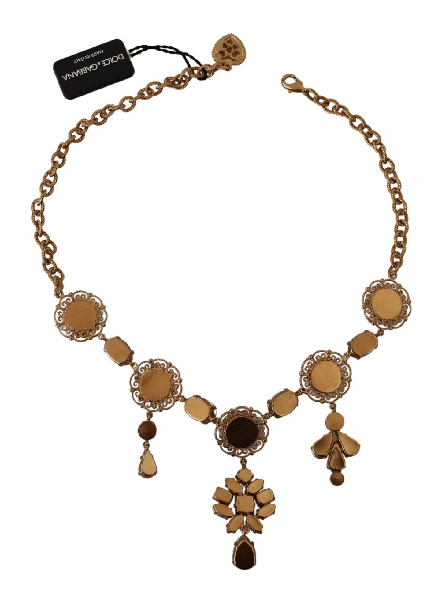 Collier tendance Dolce &amp; Gabbana en laiton doré à breloques florales Sicile