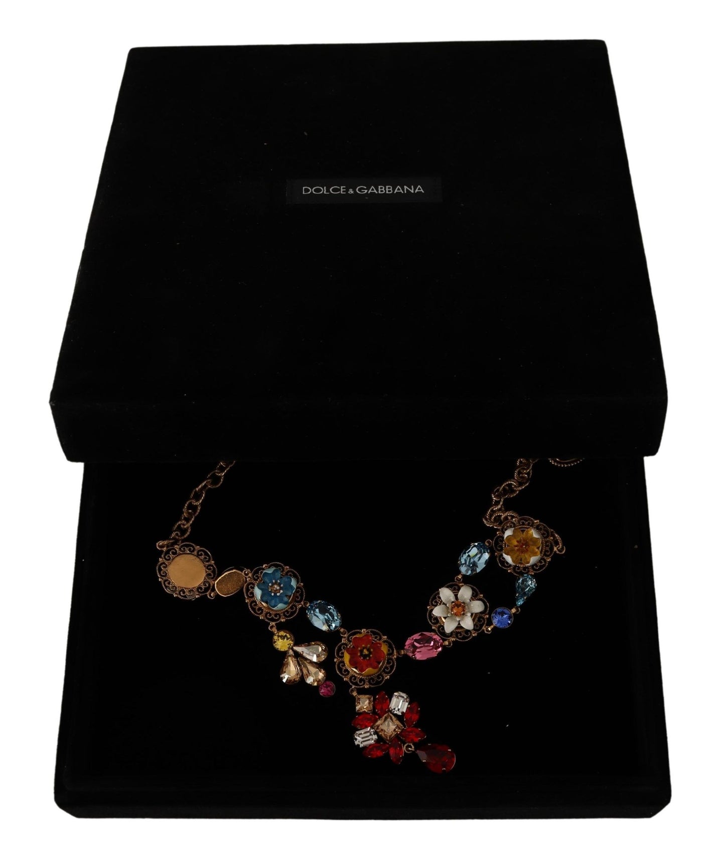 Collier tendance Dolce &amp; Gabbana en laiton doré à breloques florales Sicile