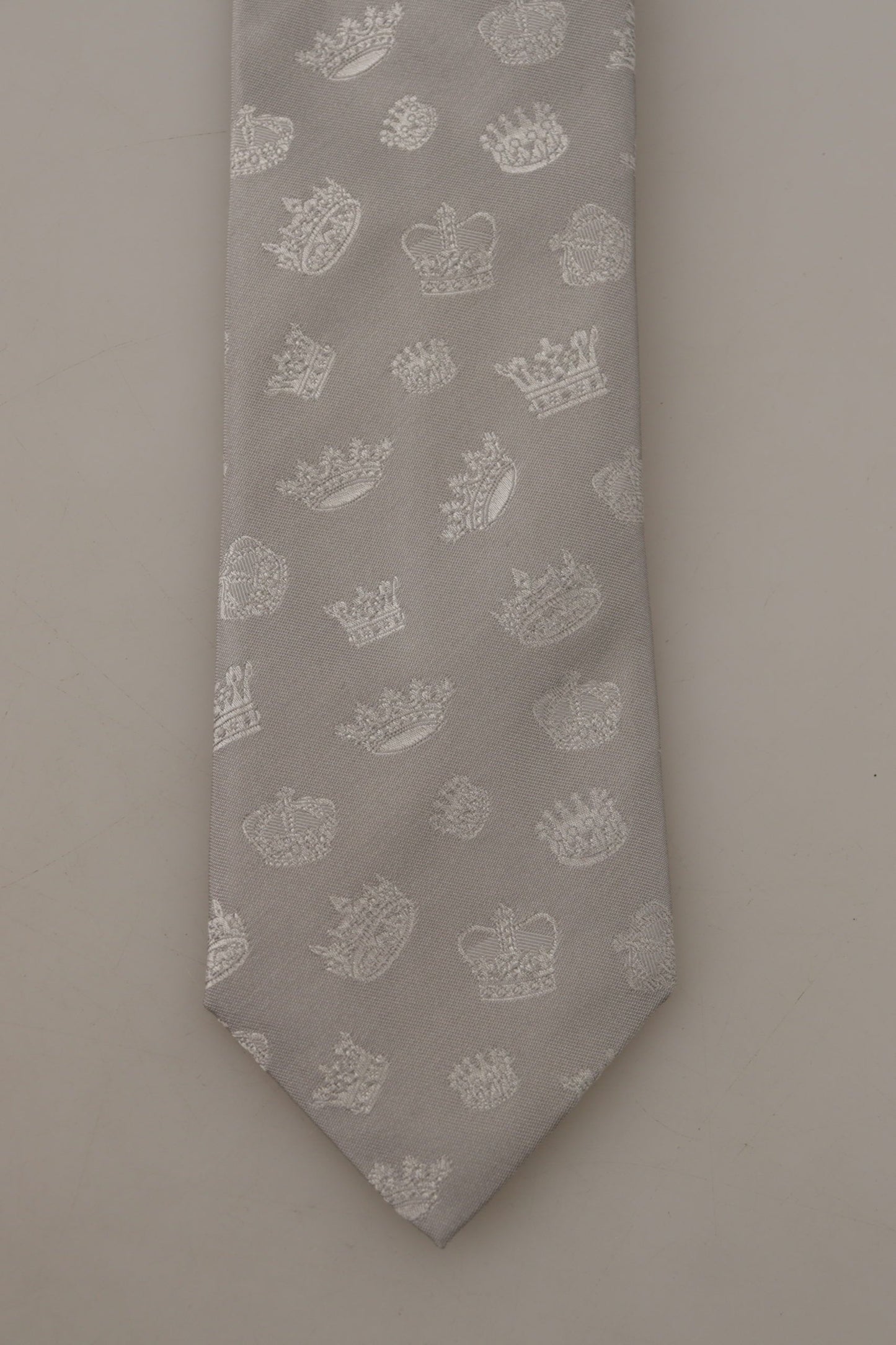 Dolce & Gabbana Elegant Silk Gray Crown Print Bow Tie