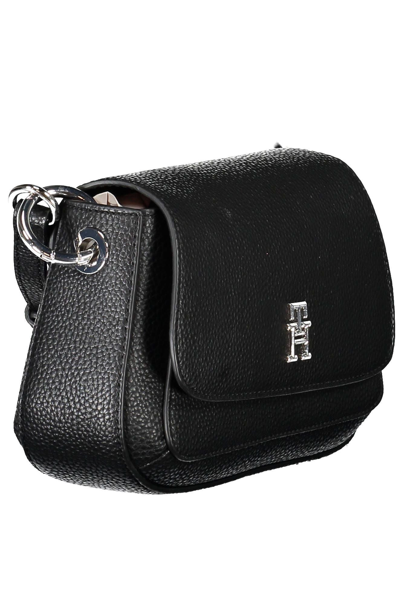 Tommy Hilfiger Elegant Black Shoulder Bag with Logo Clasp