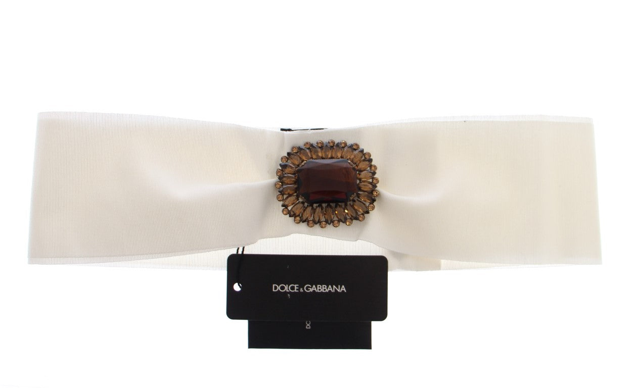 Dolce &amp; Gabbana Ceinture de défilé à taille large en laiton et cristal blanc