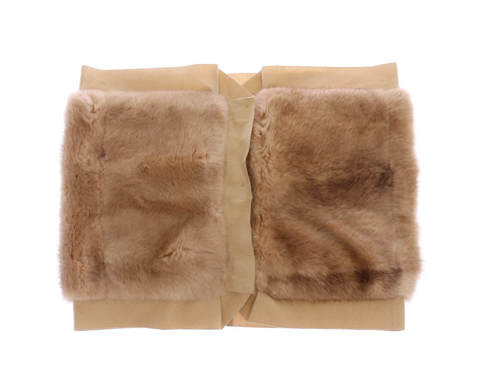 Dolce &amp; Gabbana Beige NERZ Pelzschal Foulard Halswickel