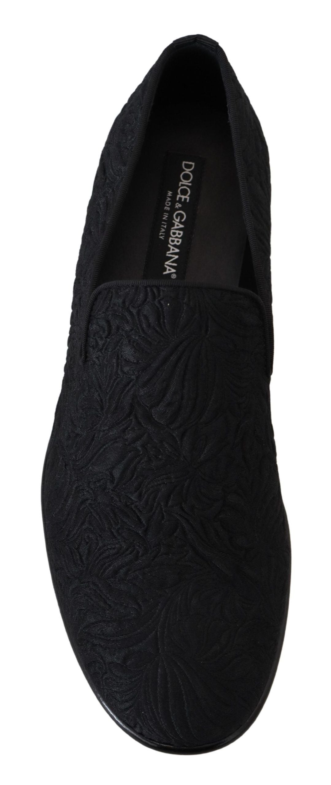 Dolce &amp; Gabbana Pantoufles Jacquard Florales Noires Mocassins Chaussures