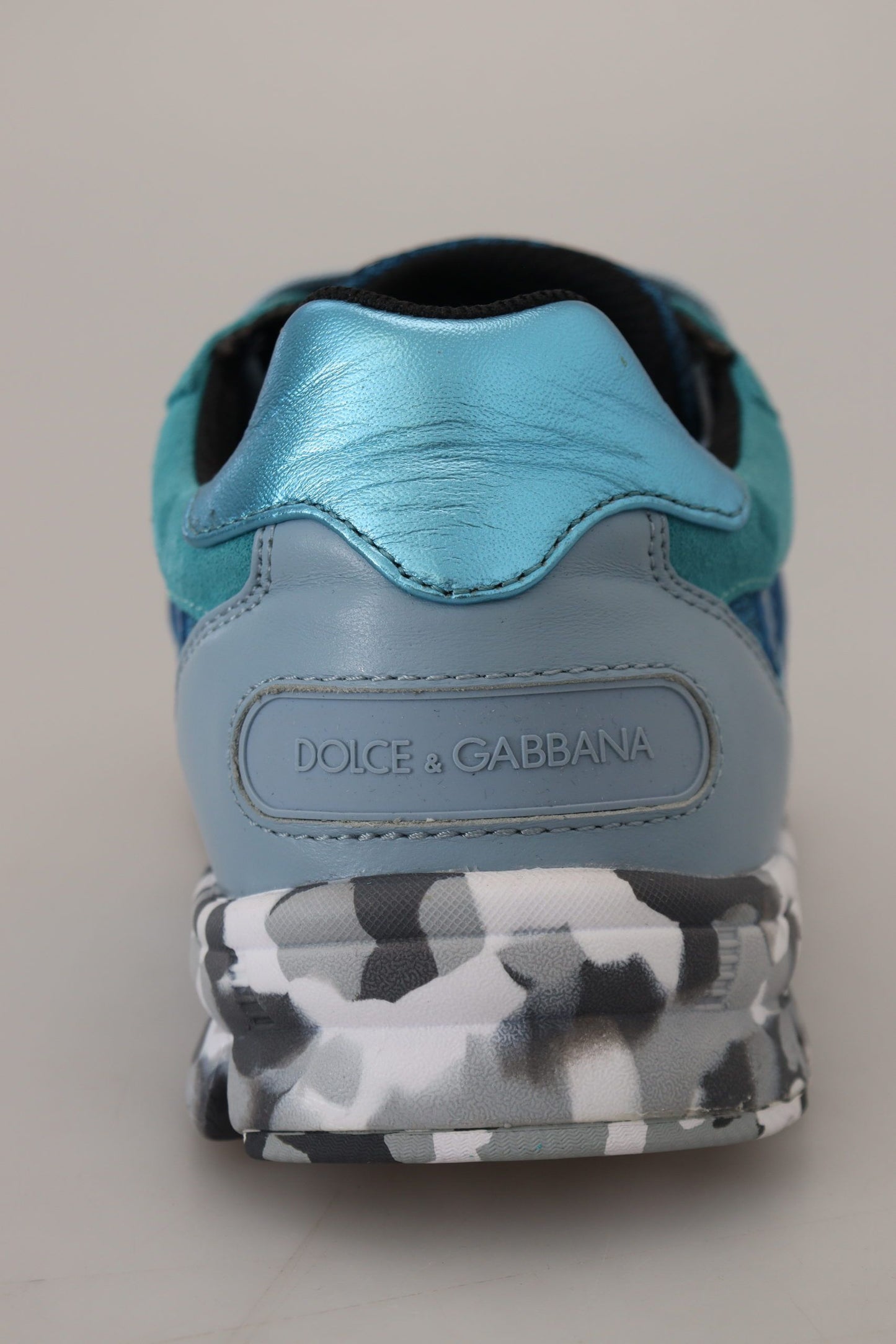 Dolce &amp; Gabbana Sport-Low-Top-Sneaker aus blaugrauem Leder