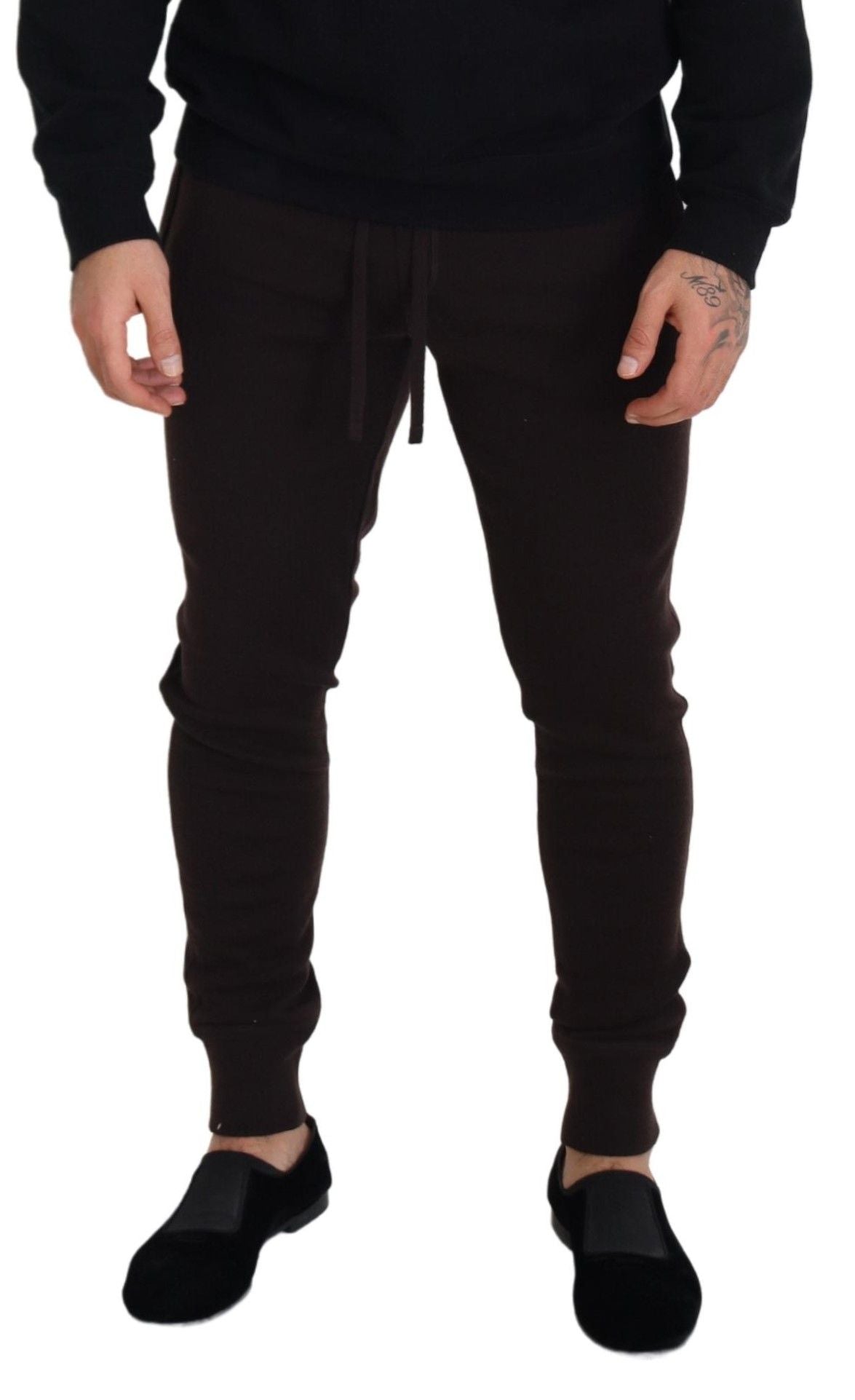 Dolce &amp; Gabbana Braune Kaschmirhose, Hose mit Kordelzug