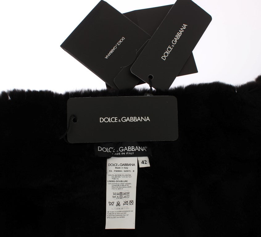 Dolce &amp; Gabbana Écharpe d'épaule en fourrure de belette florale à paillettes argentées