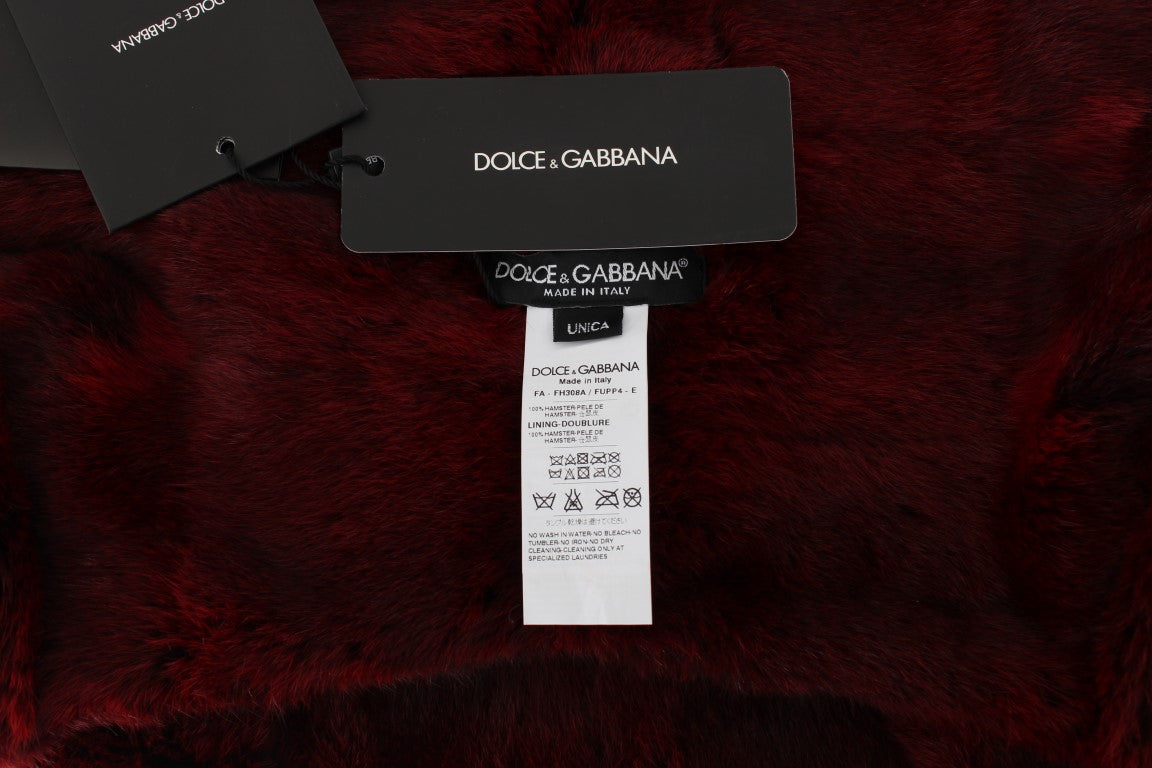 Dolce &amp; Gabbana Chapeau écharpe à capuche en crochet en fourrure de hamster Bordeaux