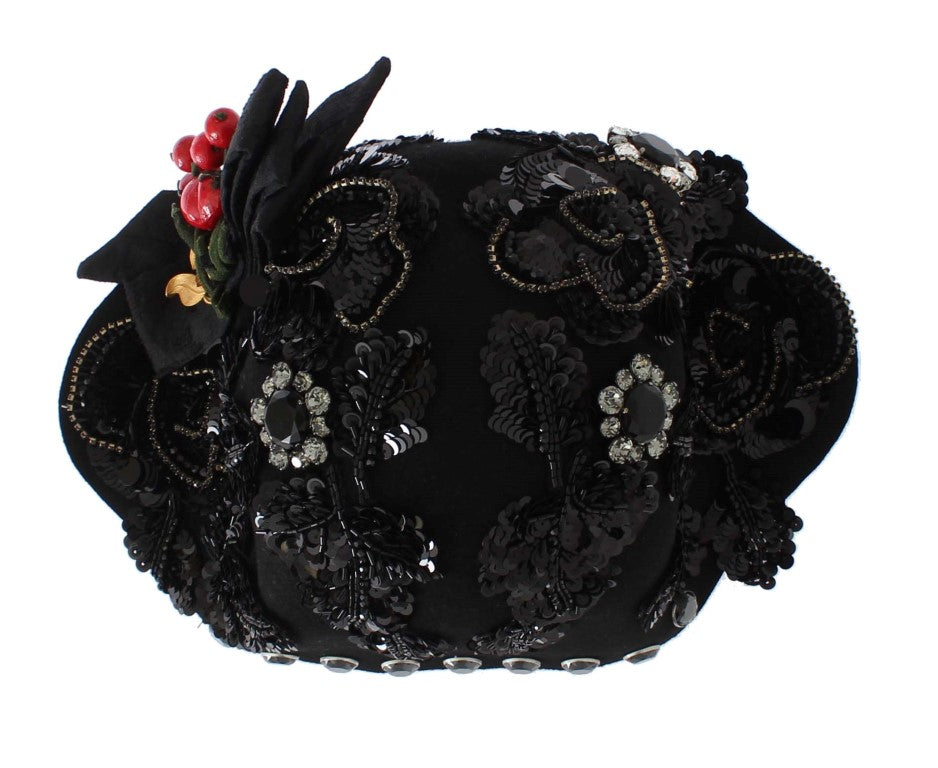 Dolce &amp; Gabbana Chapeau Broche Cerises Or Cristal Noir