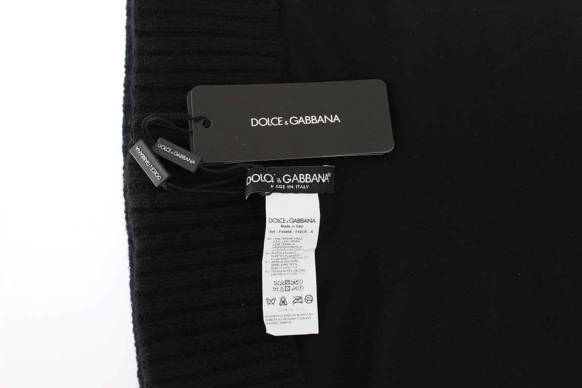 Dolce &amp; Gabbana Chapeau écharpe à capuche en tricot noir à sequins