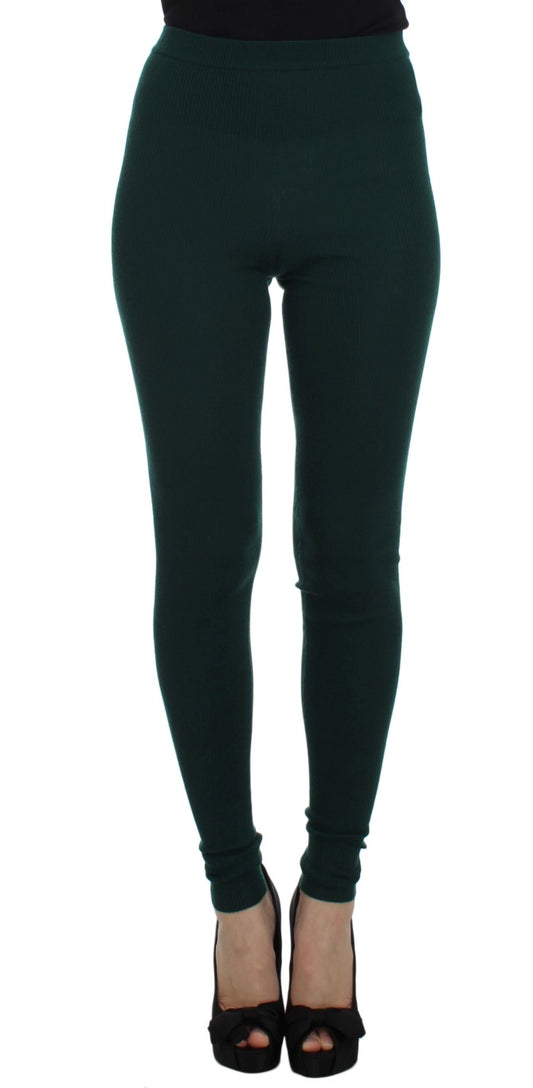 Pantalon collant extensible en cachemire vert Dolce &amp; Gabbana