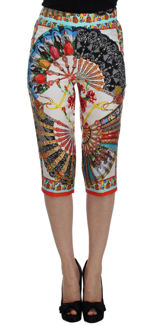 Dolce &amp; Gabbana Pantalon en soie de Sicile majolique multicolore