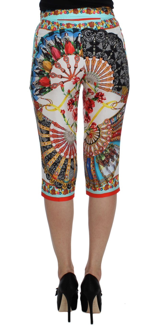 Dolce &amp; Gabbana Pantalon en soie de Sicile majolique multicolore