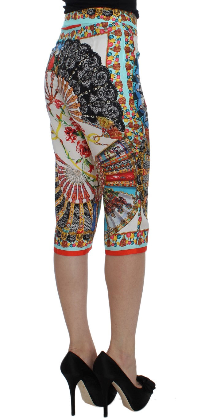 Dolce &amp; Gabbana Pantalon en soie de Sicile majolique multicolore