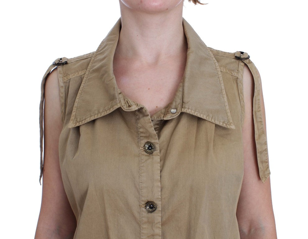 PLEIN SUD Chemise sans manches en coton beige