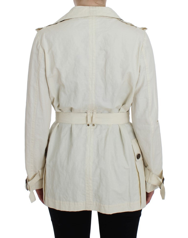 PLEIN SUD Weiße Trenchcoat-Jacke