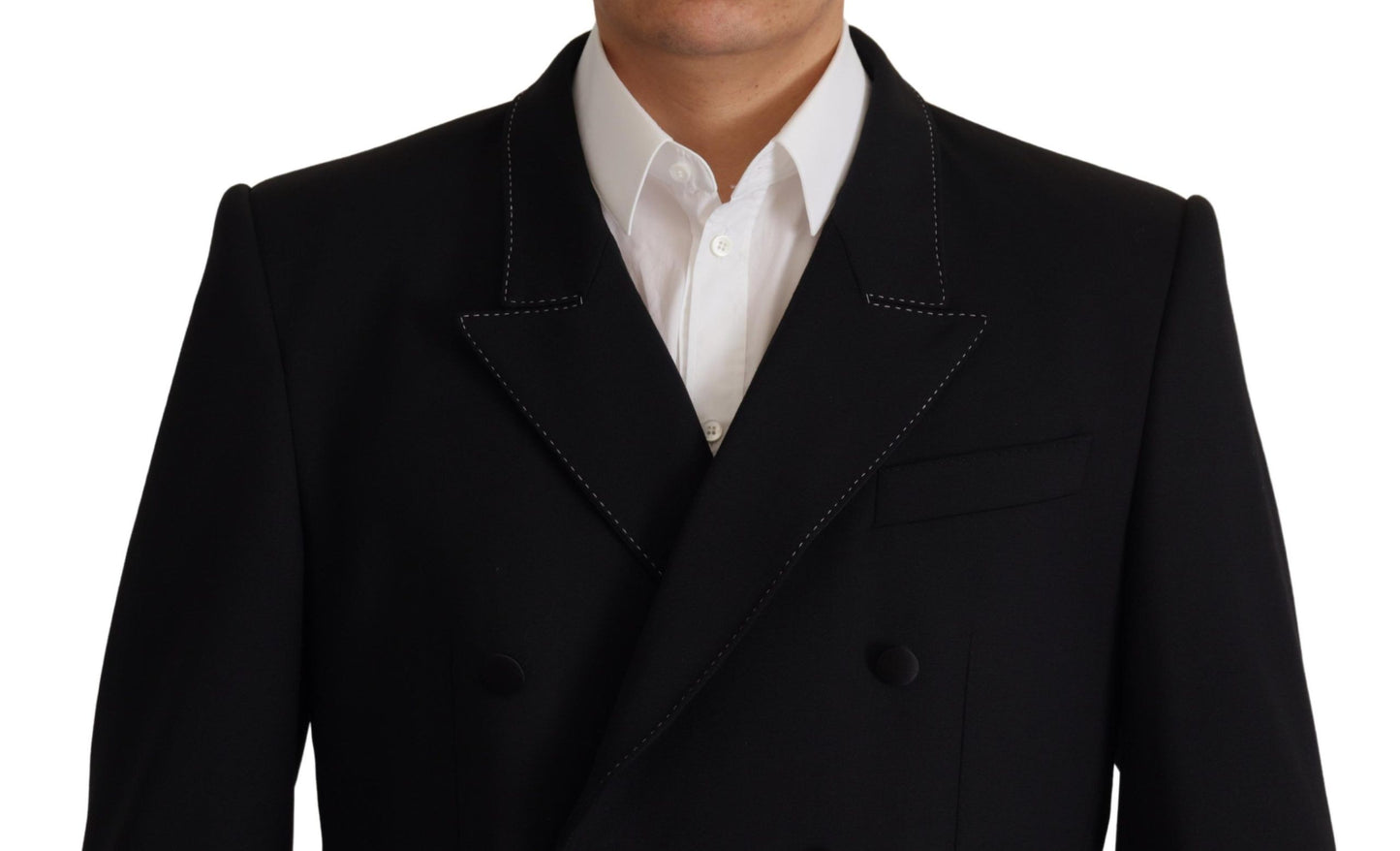 Dolce &amp; Gabbana Schwarze zweireihige Mantel-Blazer-Jacke