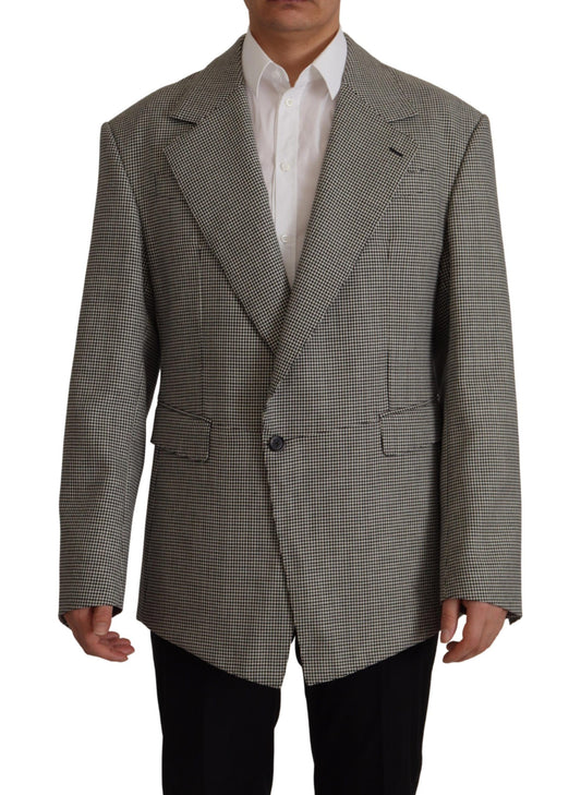 Dolce &amp; Gabbana Blazer gris à carreaux simple boutonnage