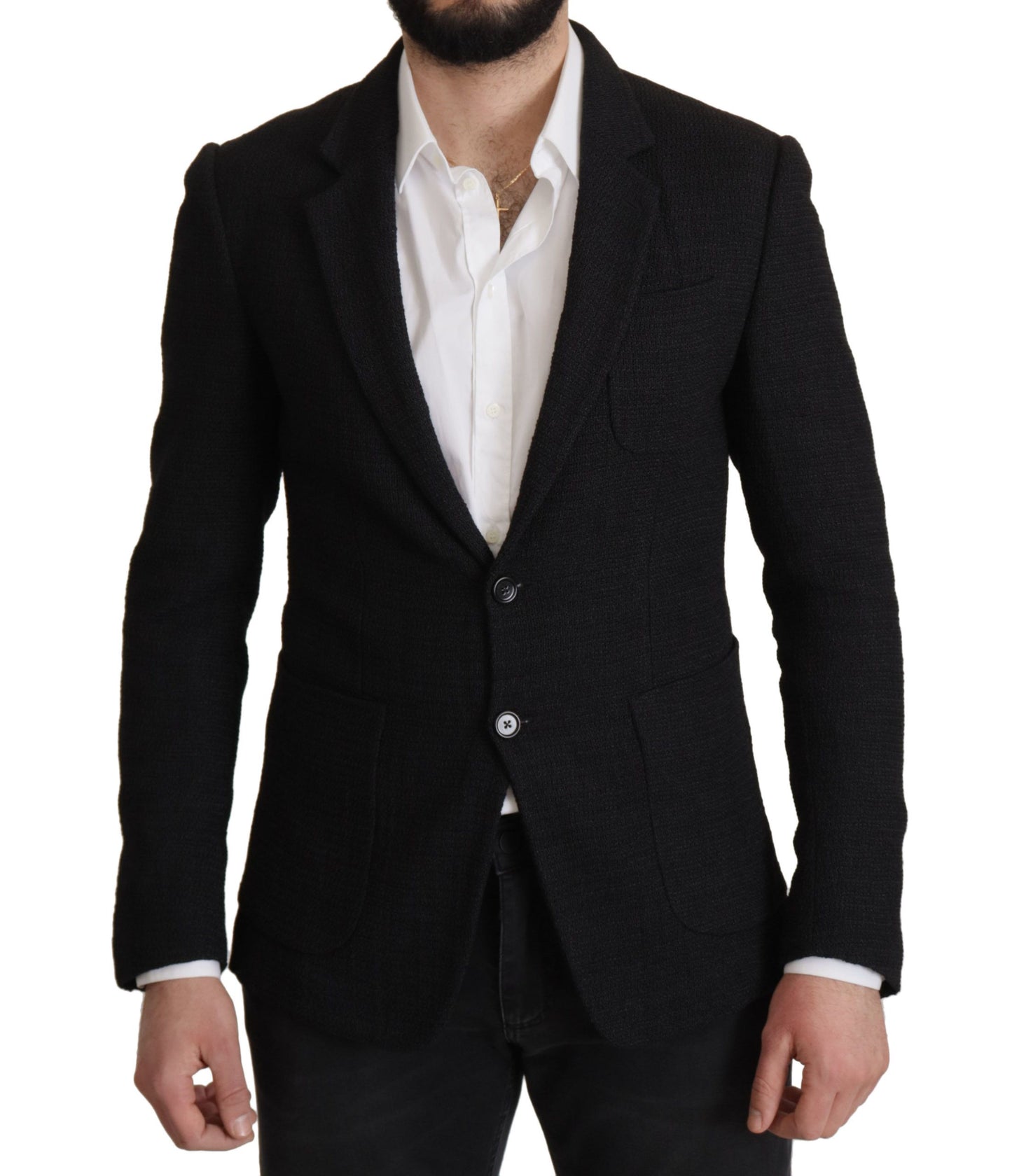 Dolce &amp; Gabbana Manteau noir à simple boutonnage pour hommes Blazer