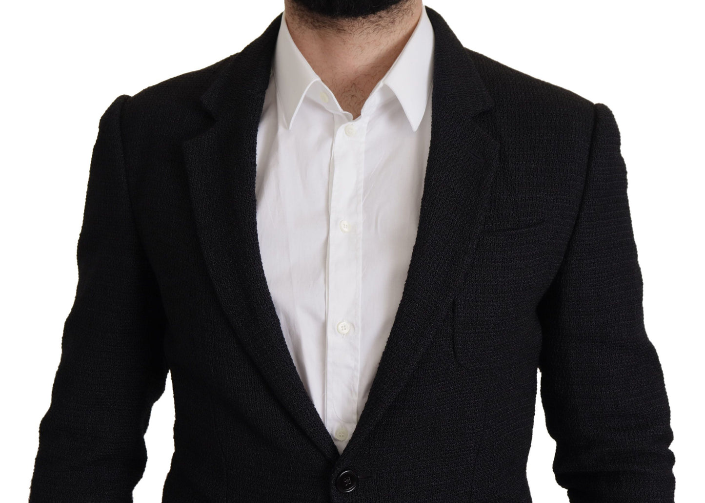 Dolce &amp; Gabbana Manteau noir à simple boutonnage pour hommes Blazer