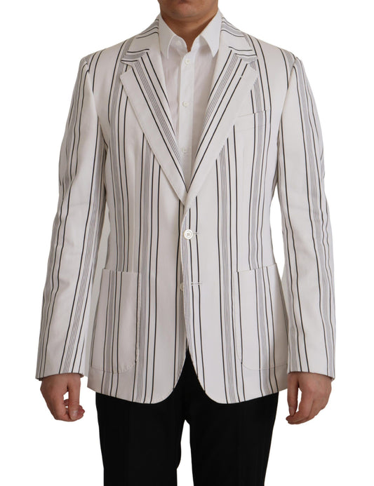 Dolce &amp; Gabbana Blazer simple boutonnage en coton à rayures blanches