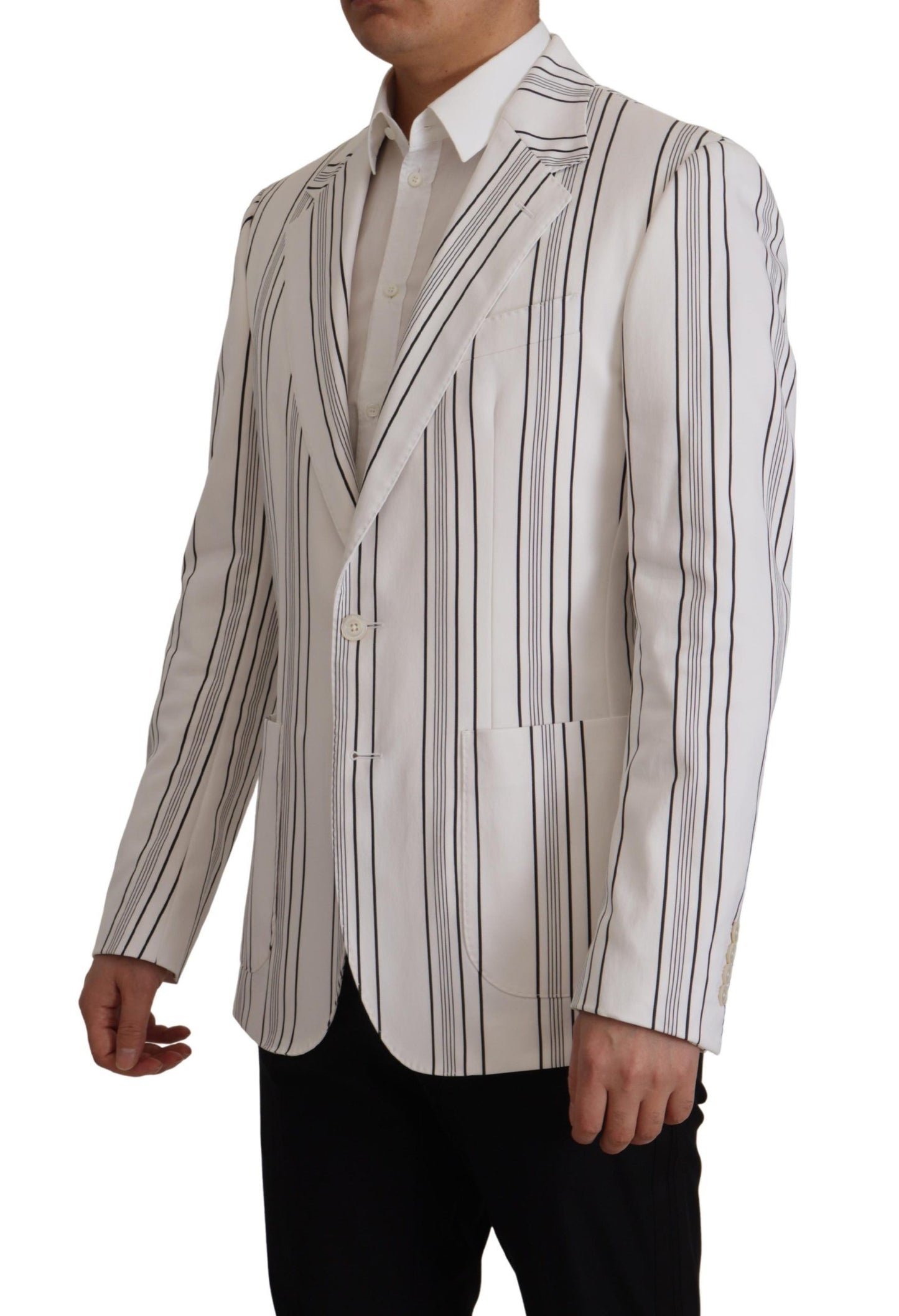 Dolce &amp; Gabbana Blazer simple boutonnage en coton à rayures blanches