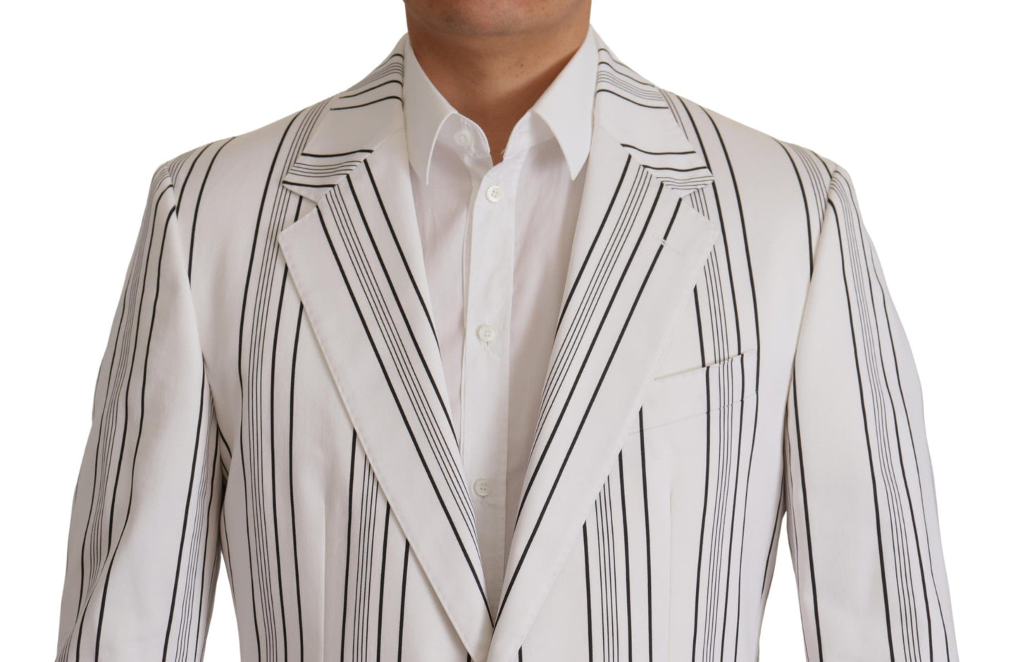 Dolce &amp; Gabbana Blazer simple boutonnage en coton à rayures blanches