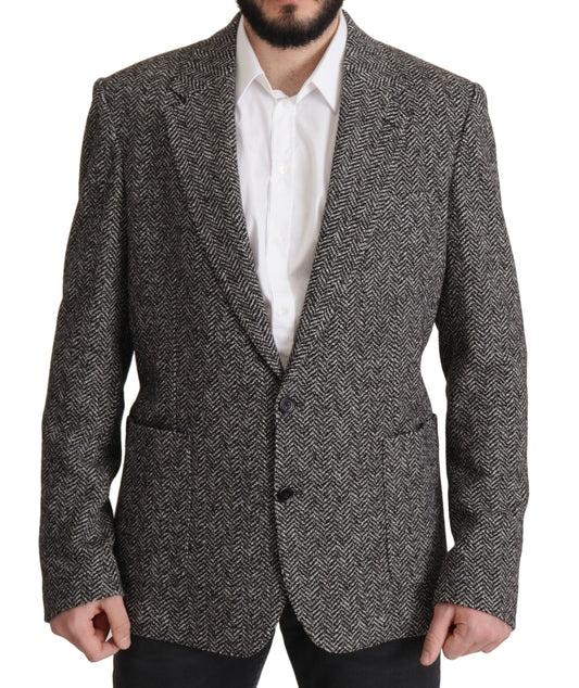 Einreihiger Fantasy-Blazer aus grauer Baumwolle von Dolce &amp; Gabbana