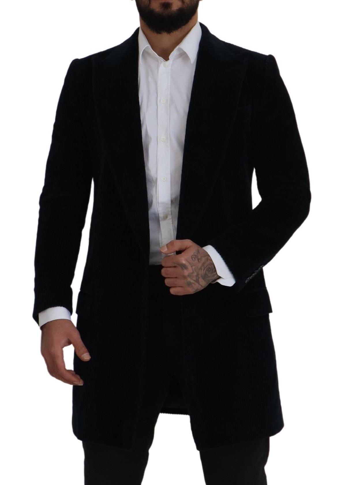 Dolce &amp; Gabbana Cardigan en coton noir manteau long veste homme