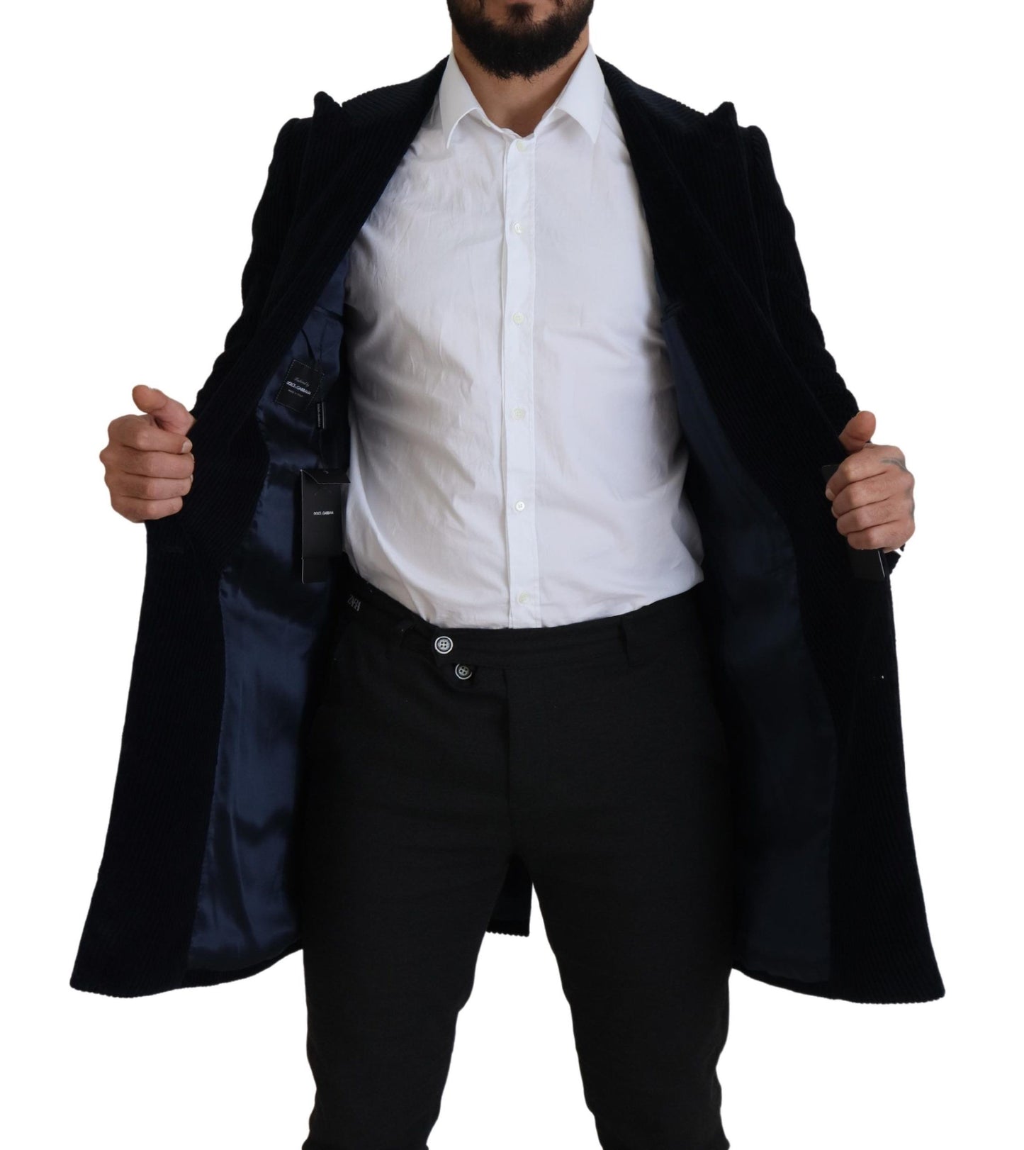 Dolce &amp; Gabbana Cardigan en coton noir manteau long veste homme