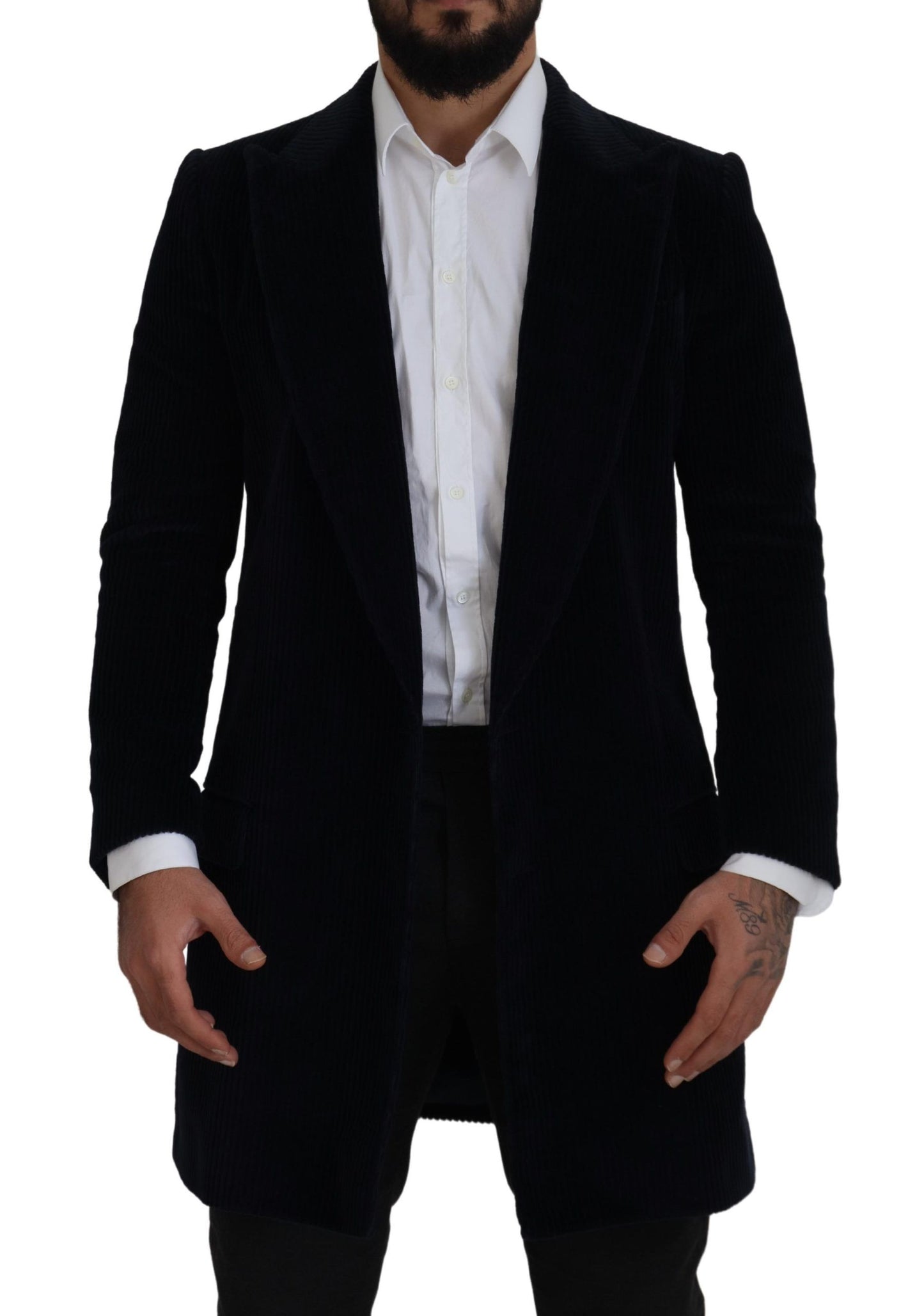 Dolce &amp; Gabbana Cardigan en coton noir manteau long veste homme