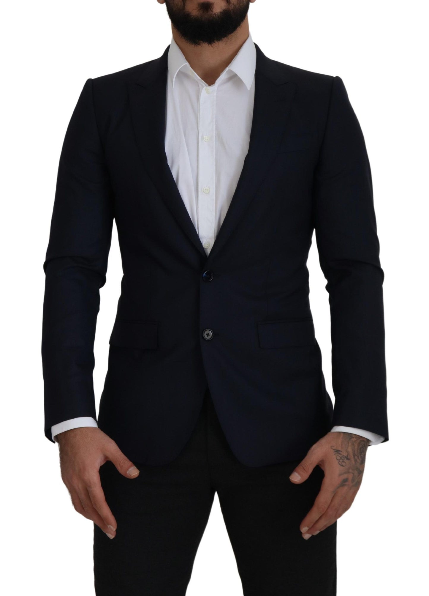 Dolce &amp; Gabbana Blazer à simple boutonnage en laine bleue