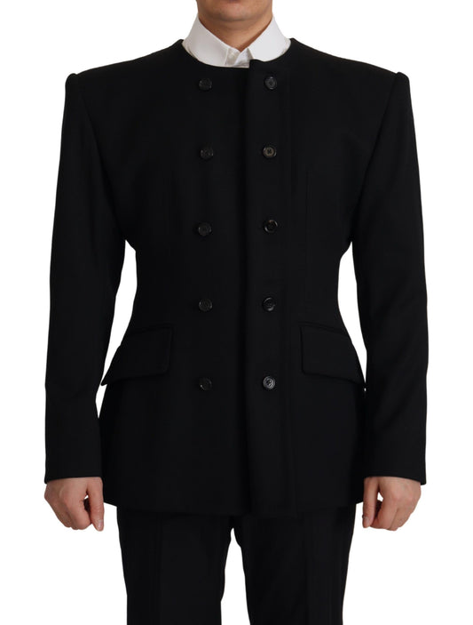 Dolce &amp; Gabbana Zweireihiger Blazer aus schwarzer Wolle