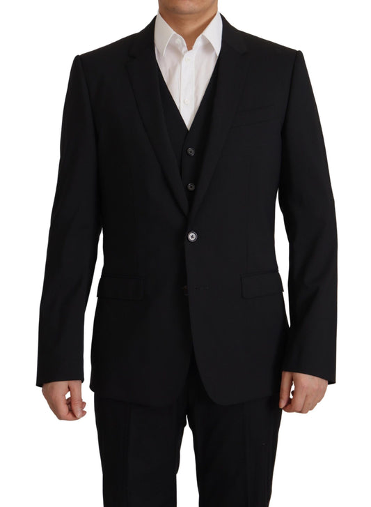 Dolce &amp; Gabbana Veste noire Gilet 2 pièces Blazer MARTINI