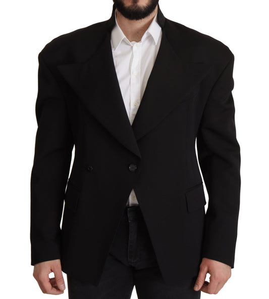 Dolce &amp; Gabbana Einreihiger Blazer aus schwarzer Wolle