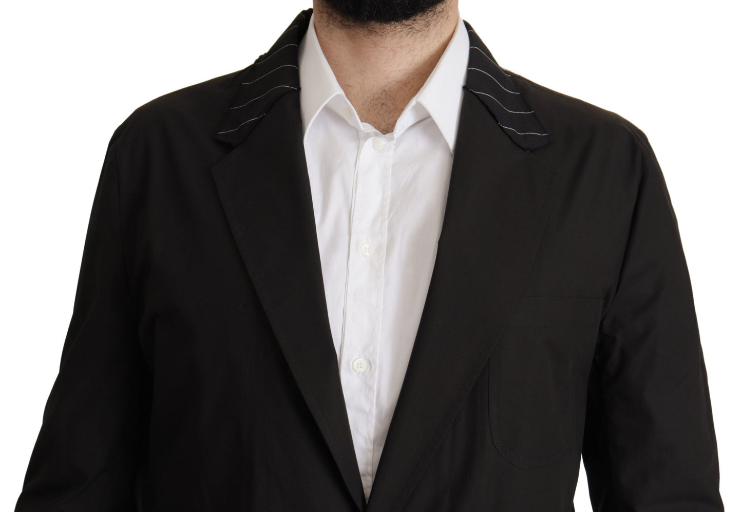 Dolce &amp; Gabbana Veste blazer à simple boutonnage en coton noir